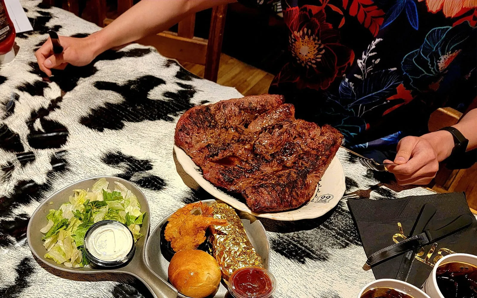 The 72-ounce steak challenge plate at the Big Texan Steak Ranch