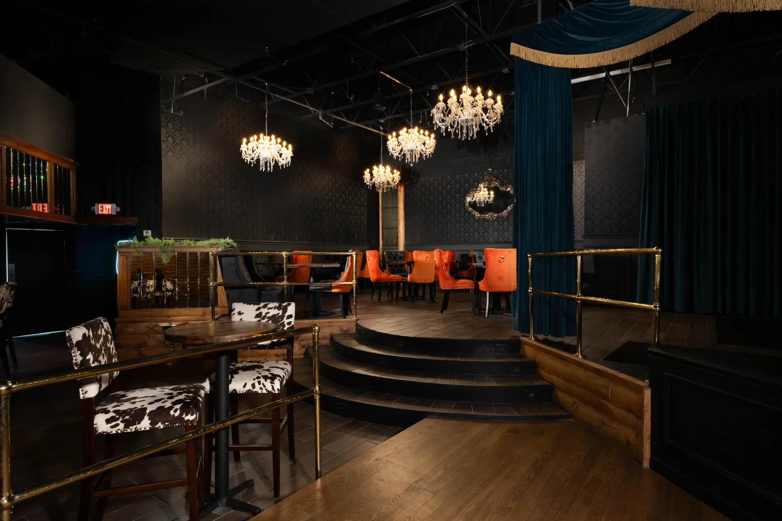 The Western Horseman Club under chandeliers